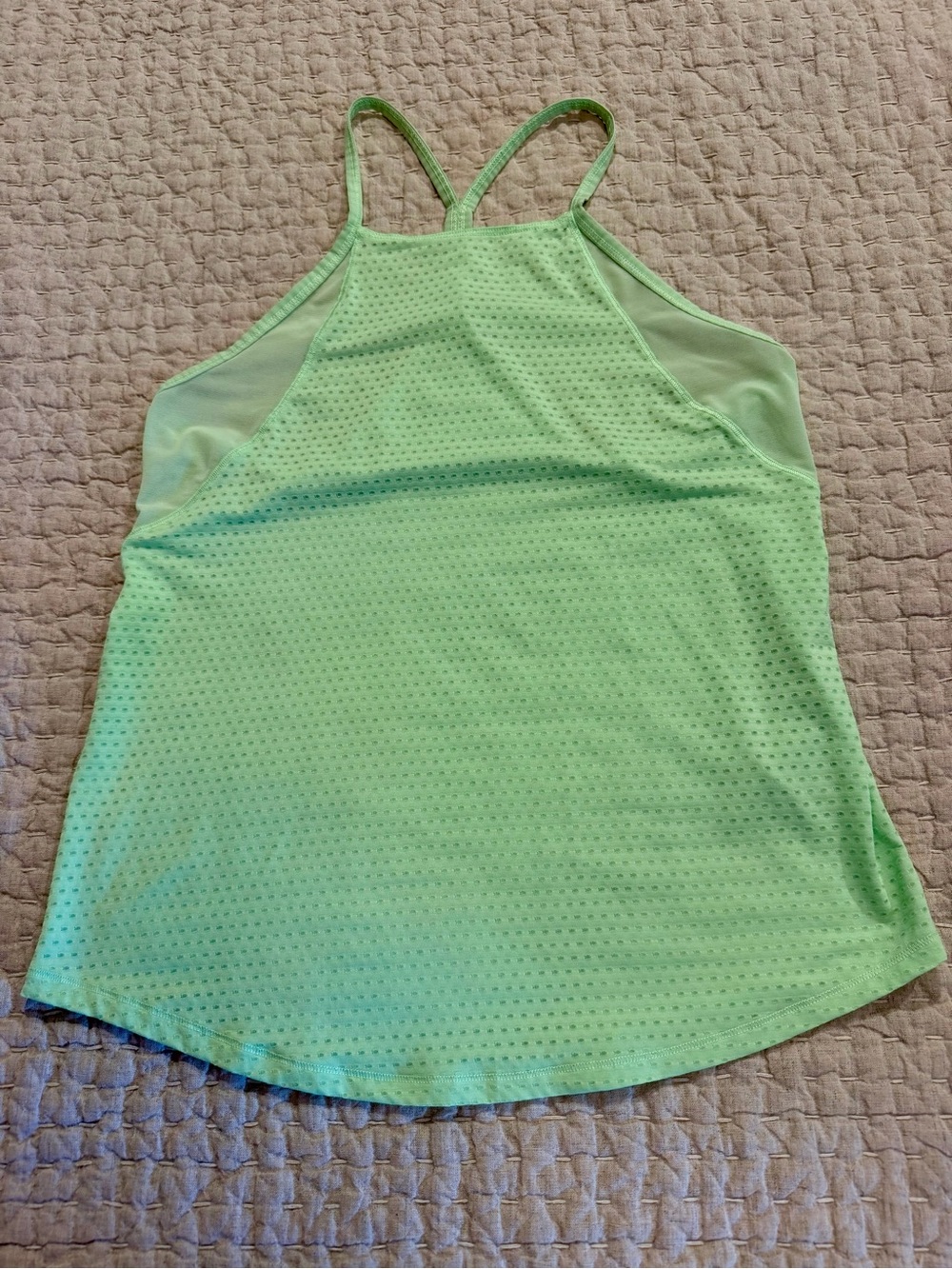 Athleta Neon Green Dot Mesh Strappy Performance Tank